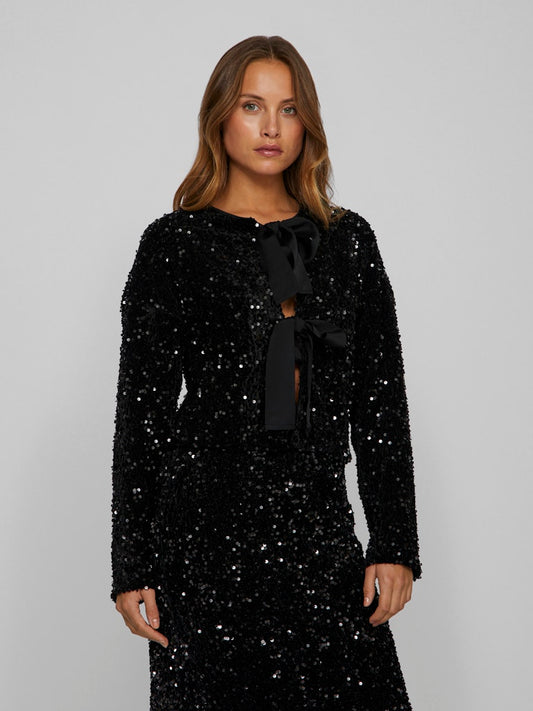 VIAria L/S O-Neck Cardigan Black