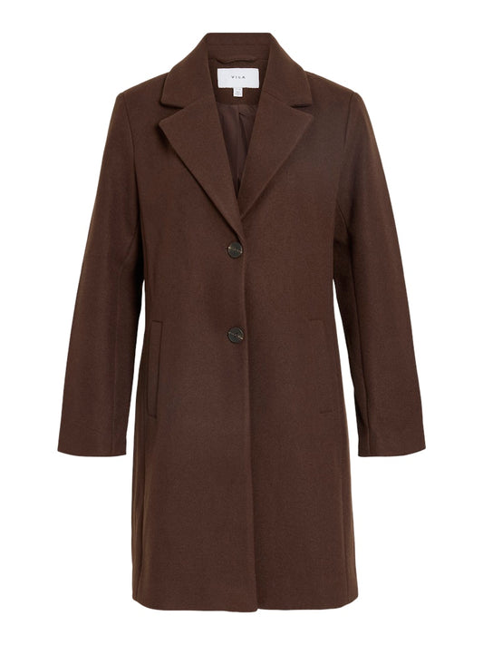 VIClaudia Button Coat Coffee Bean