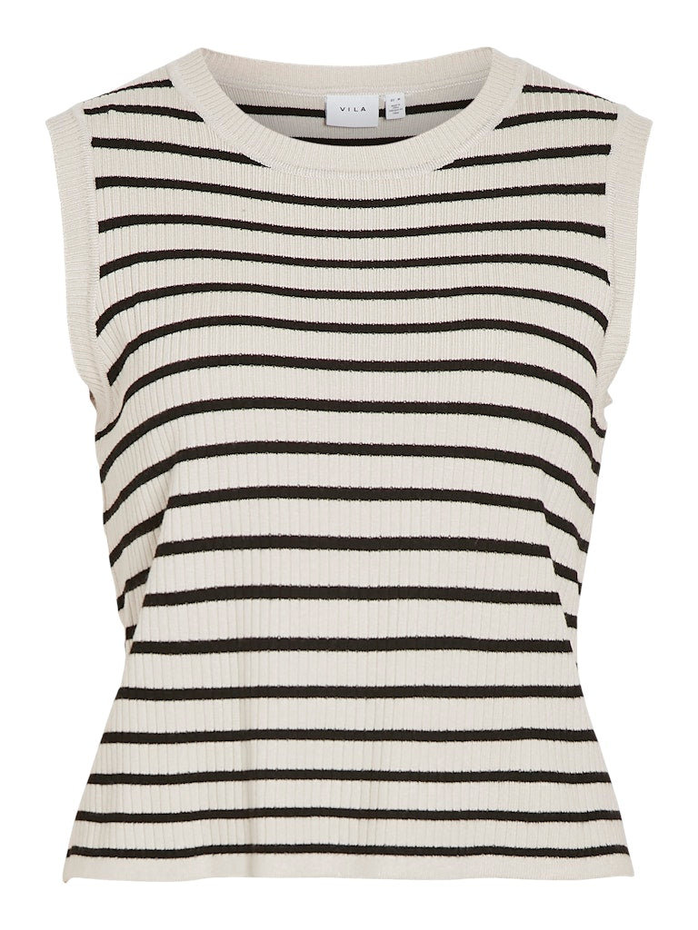 VIZicha S/S O-Neck Knit Top Stipes Black