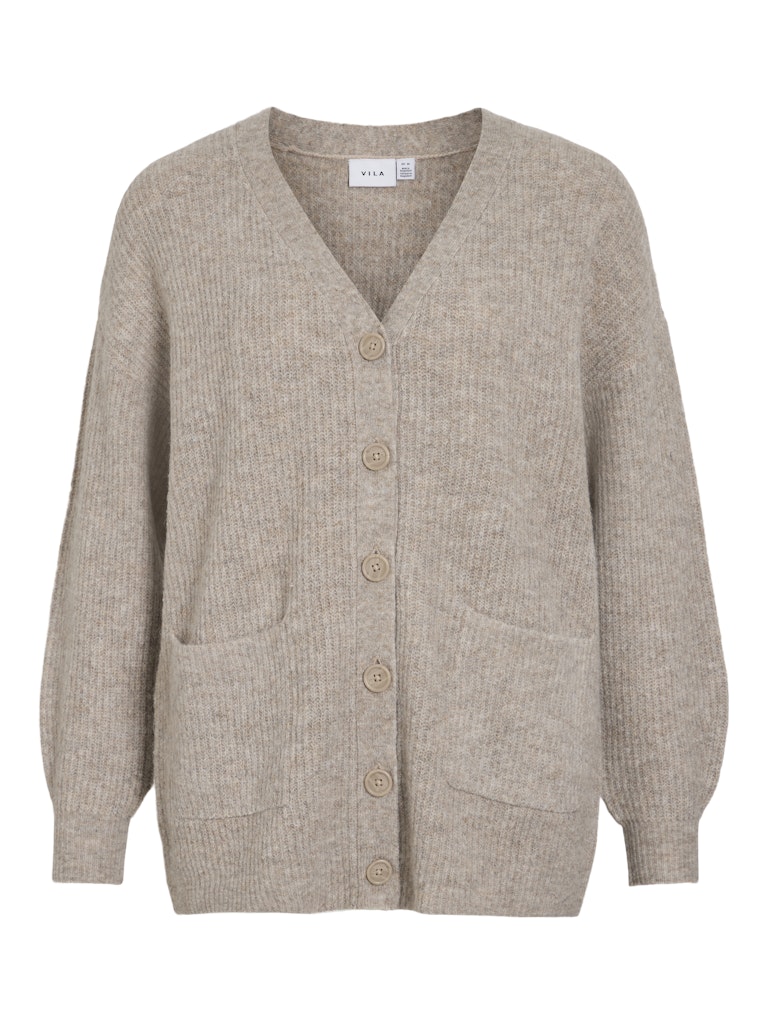 VIMindy L/S Oversize Knit Cardigan Natural