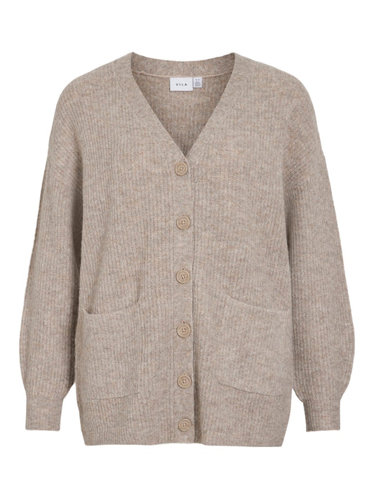 VIMindy L/S Oversize Knit Cardigan Natural