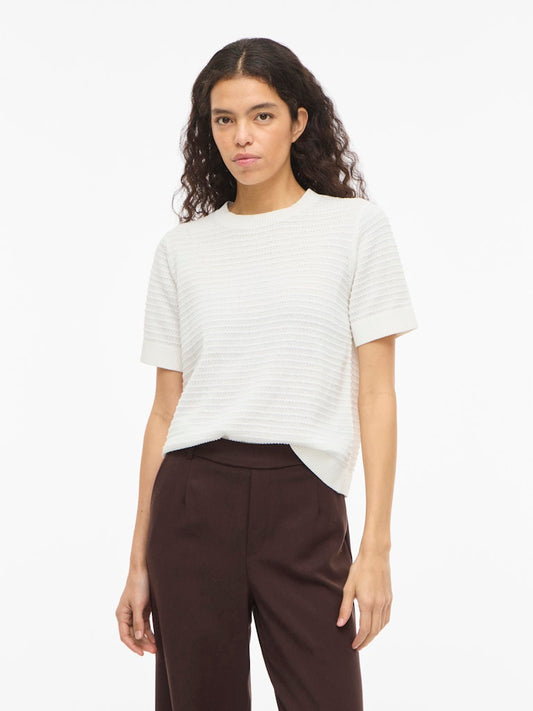 VILollo O-Neck Knit Top White Alyssum