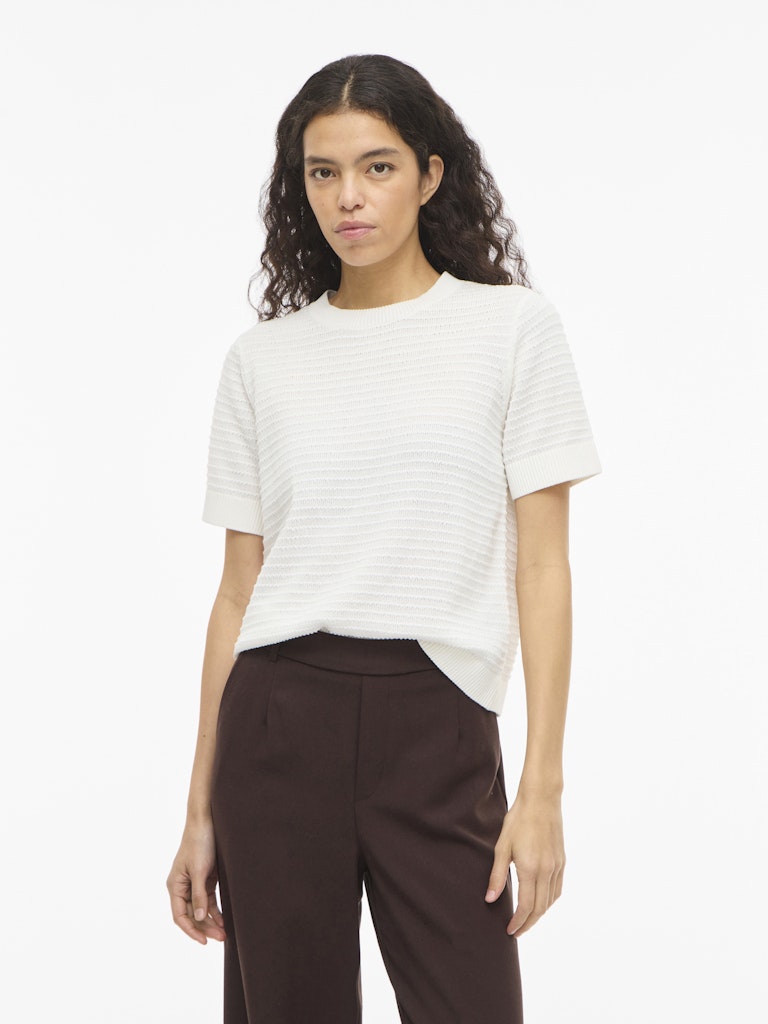 VILollo O-Neck Knit Top White Alyssum
