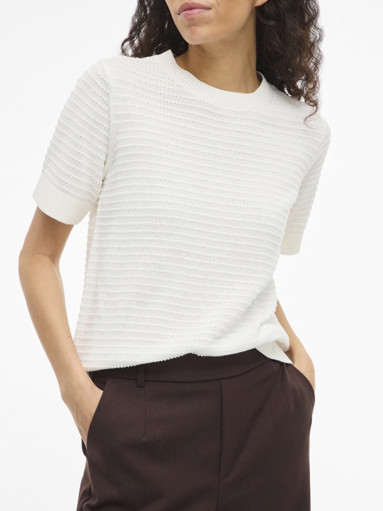 VILollo O-Neck Knit Top White Alyssum