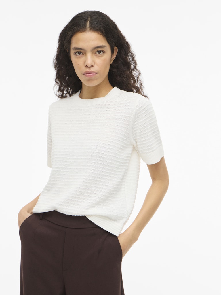 VILollo O-Neck Knit Top White Alyssum
