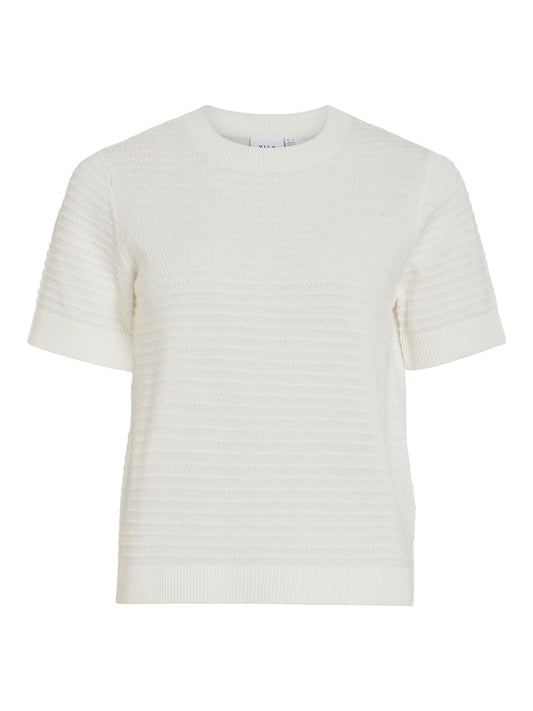VILollo O-Neck Knit Top White Alyssum