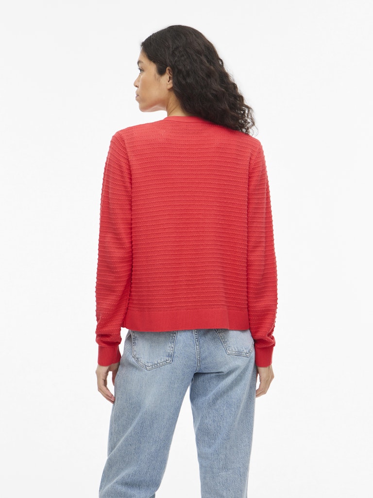 VILollo Short L/S Knit Cardigan Hibiscus