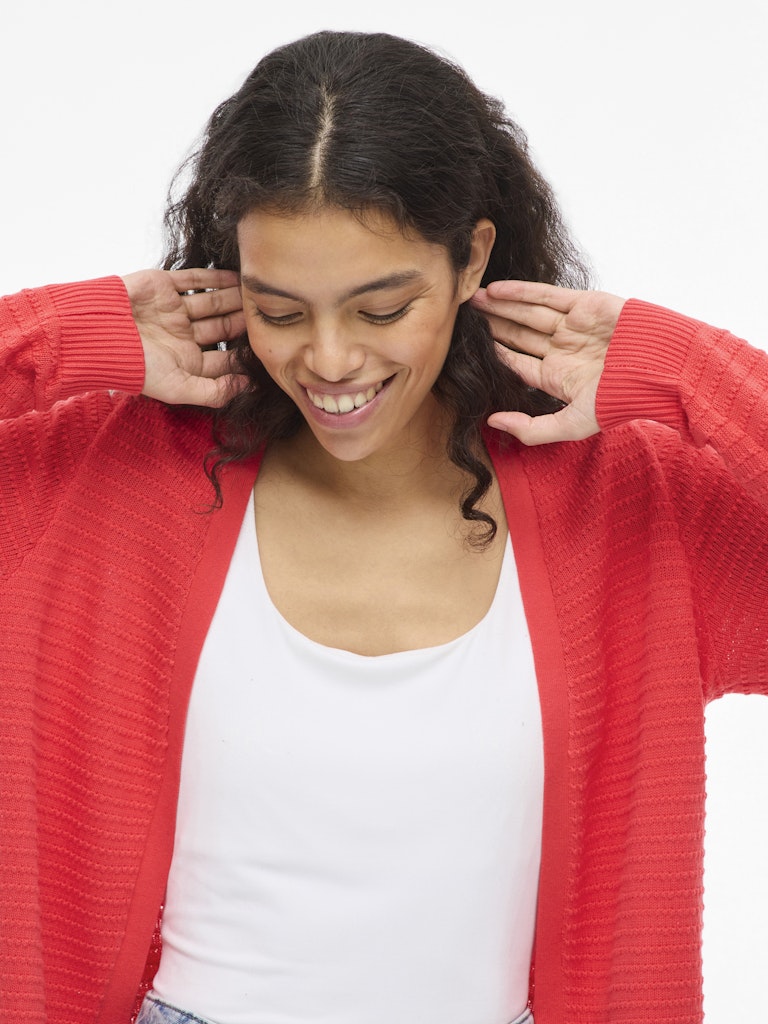VILollo Short L/S Knit Cardigan Hibiscus