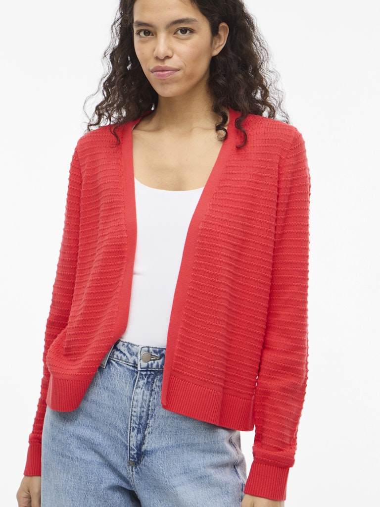 VILollo Short L/S Knit Cardigan Hibiscus