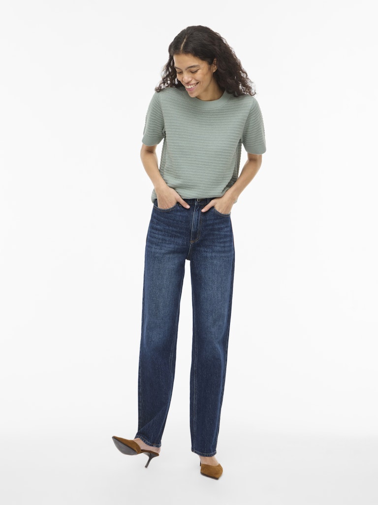 VILollo O-Neck Knit Top Blue Surf
