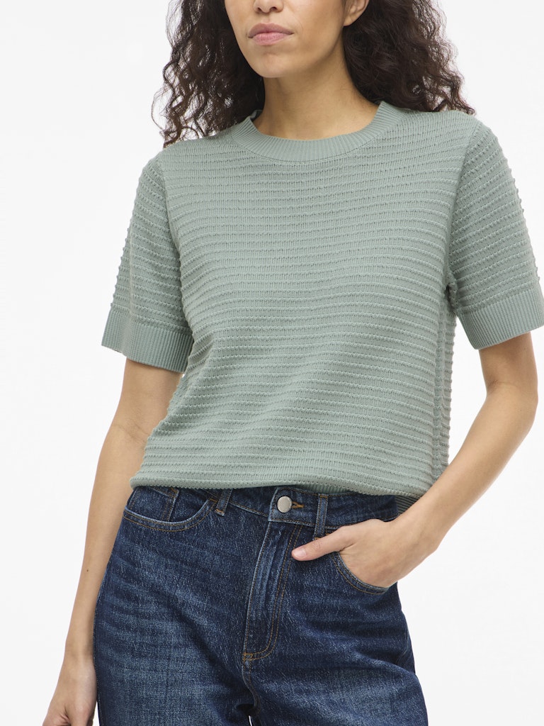VILollo O-Neck Knit Top Blue Surf
