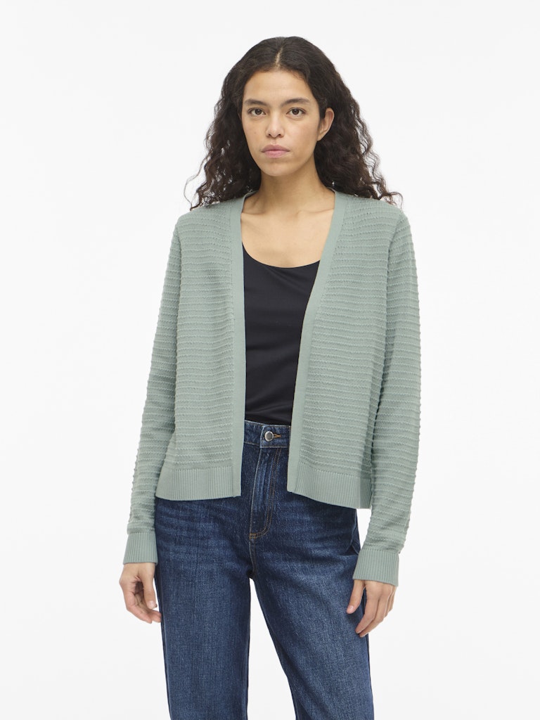VILollo Short L/S Knit Cardigan Blue Surf