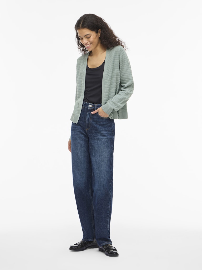 VILollo Short L/S Knit Cardigan Blue Surf