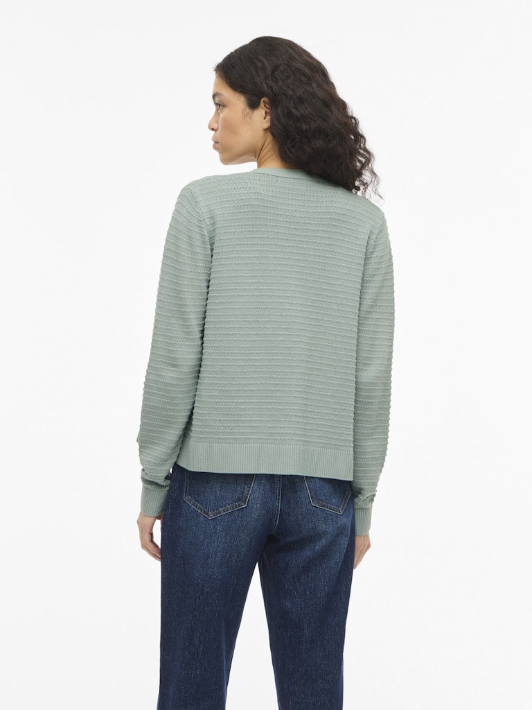 VILollo Short L/S Knit Cardigan Blue Surf
