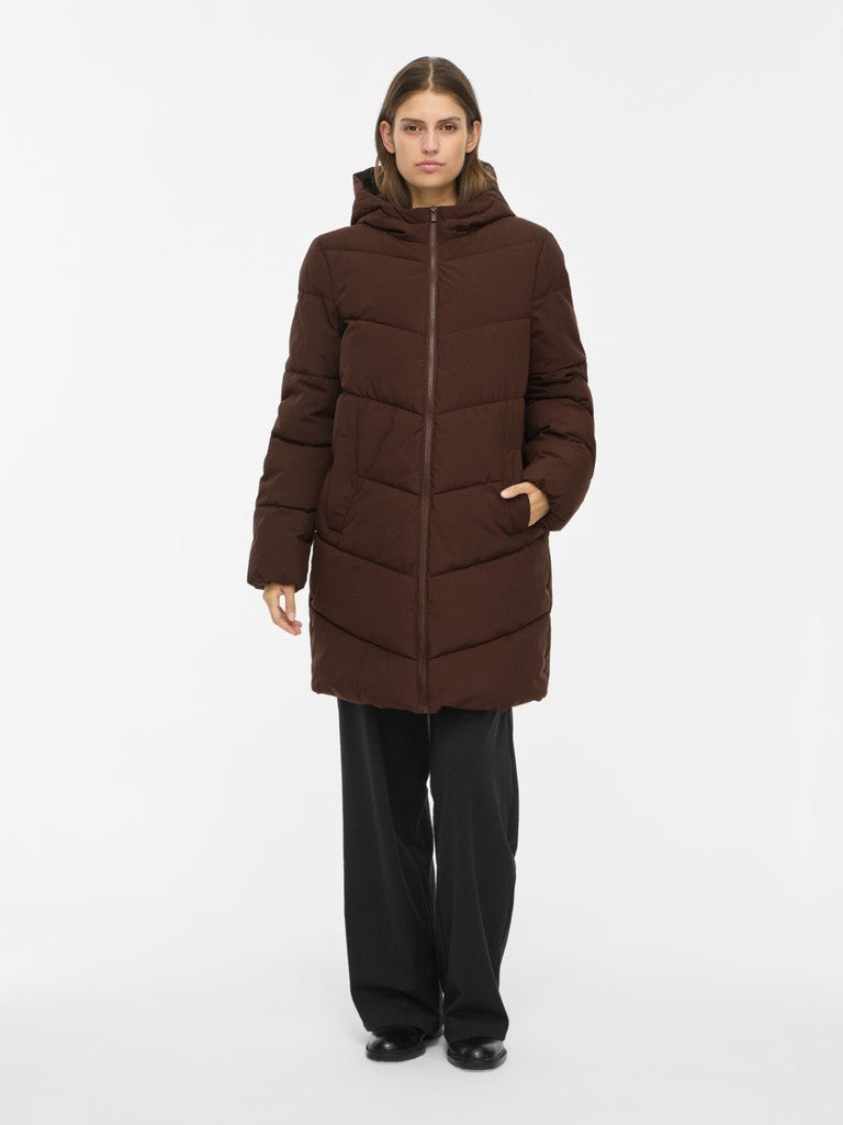 VILavender L/S Hood Puffer Jacket Coffee Bean