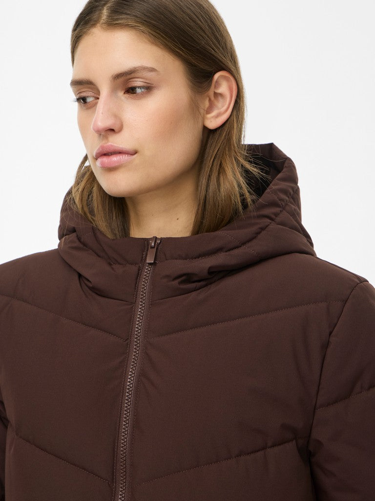 VILavender L/S Hood Puffer Jacket Coffee Bean