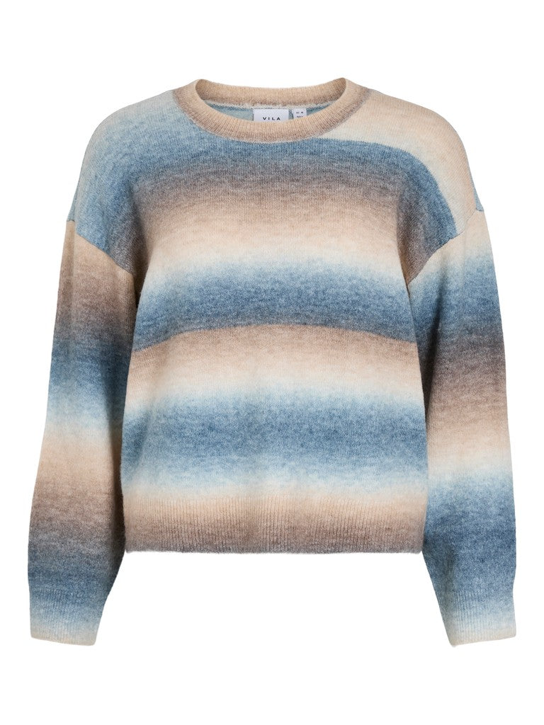 VIGiniia O-Neck L/S Knit Top Blue Shadow