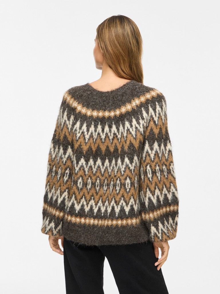 VIBows O-Neck L/S Knit Top Coffee Bean