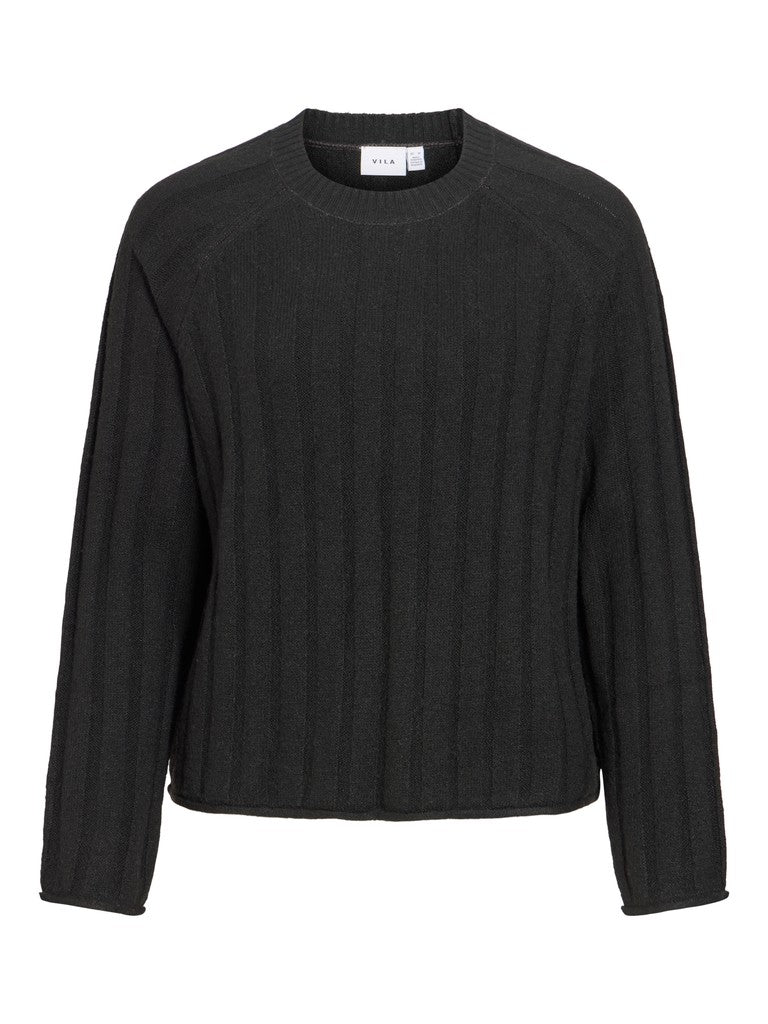 VIEdelie O-Neck Knit Top Black Beauty