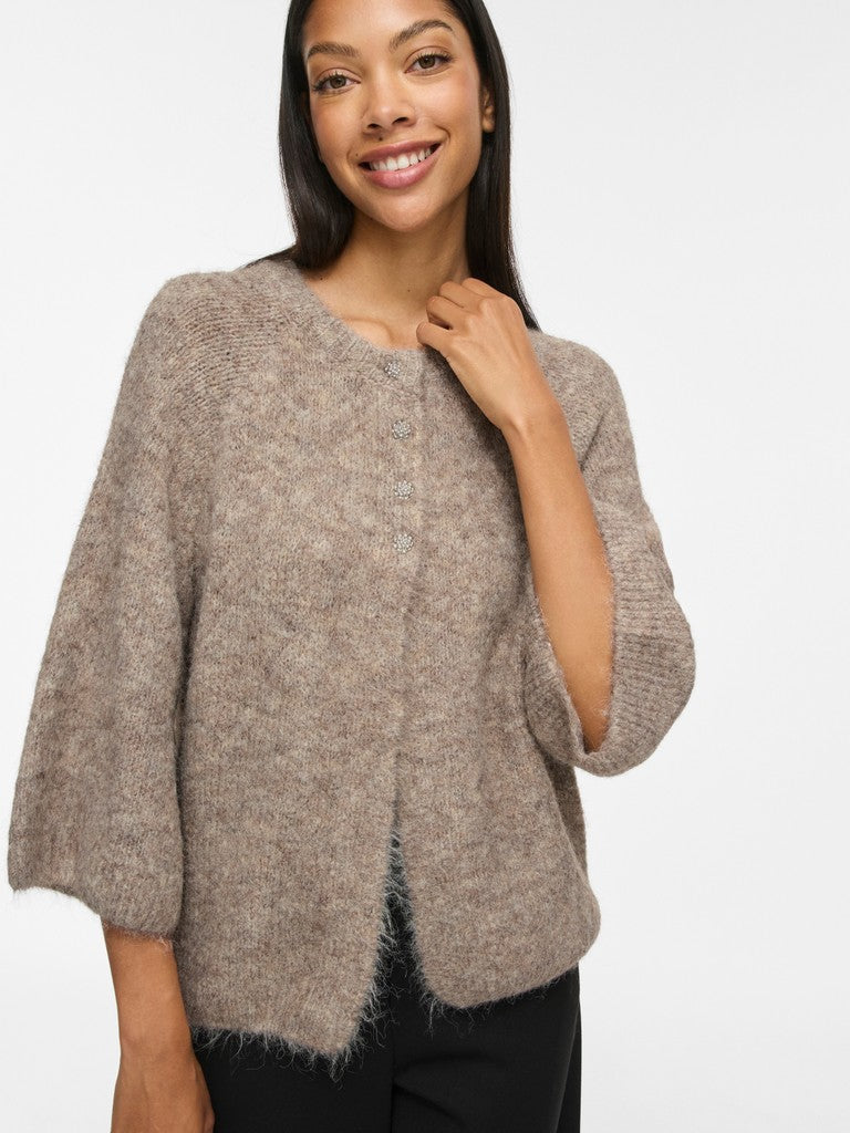 VIBows 3/4 Knit Cardigan Natural Melange