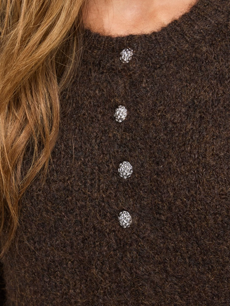 VIBows 3/4 Knit Cardigan Coffee Bean
