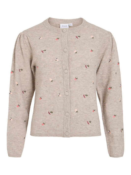 VISenea L/S Embroidery Cardigan Natural