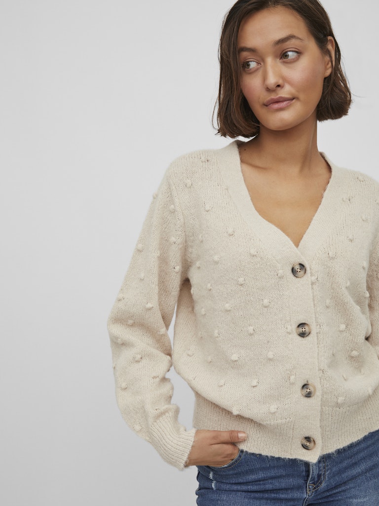 VITuli V-Neck L/S Knit Cardigan Birch
