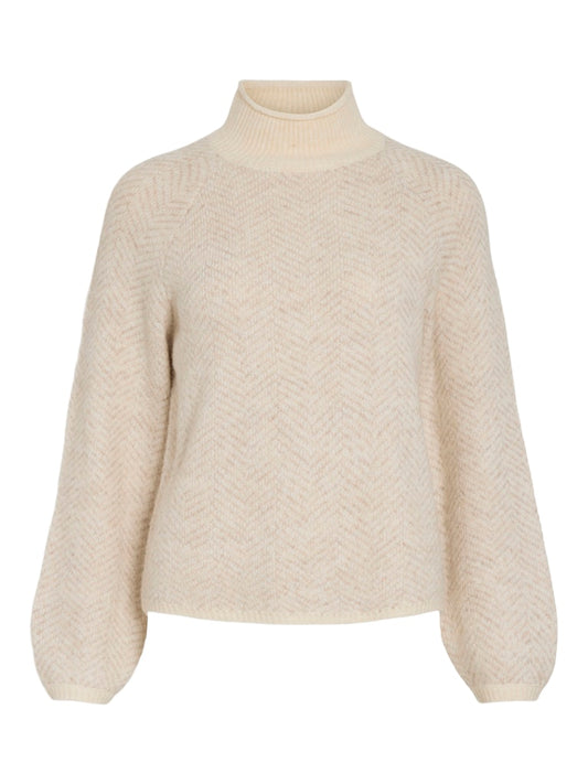 VILory High Neck L/S Knit Top Eggnog