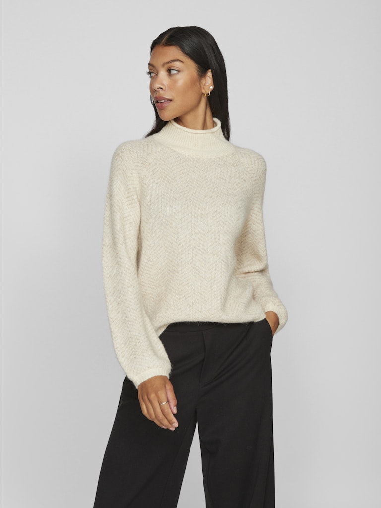 VILory High Neck L/S Knit Top Eggnog