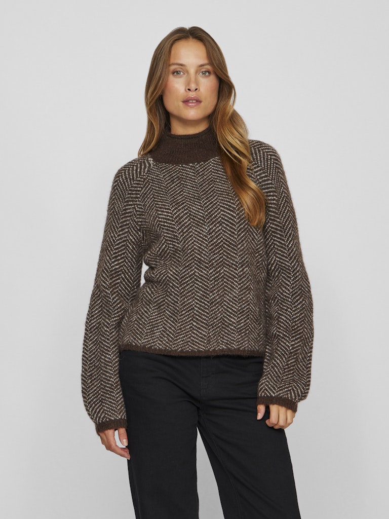 VILory High Neck L/S Knit Top Coffee Bean
