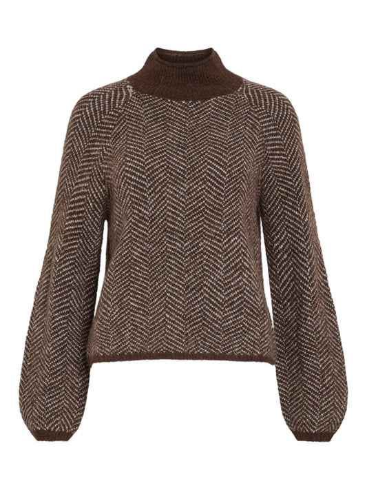 VILory High Neck L/S Knit Top Coffee Bean