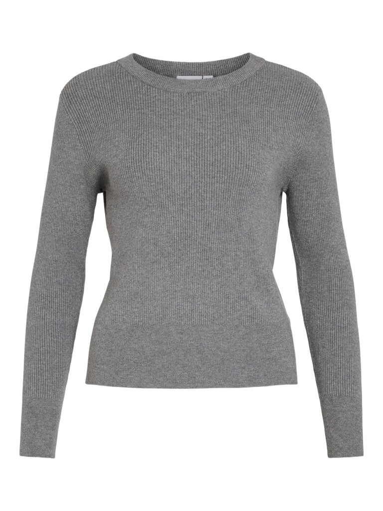 VIComfy O-Neck L/S Knit Top Medium Grey