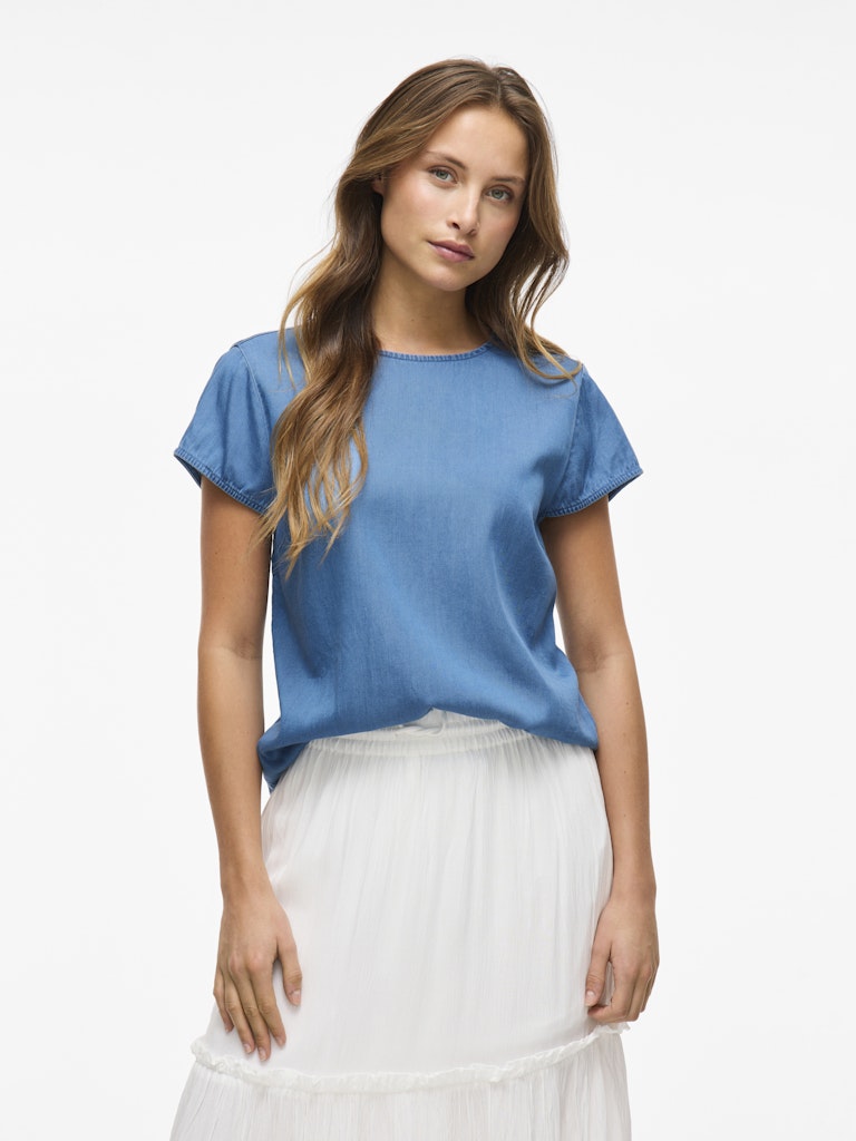 VIBista C/S O-Neck Top Medium Blue