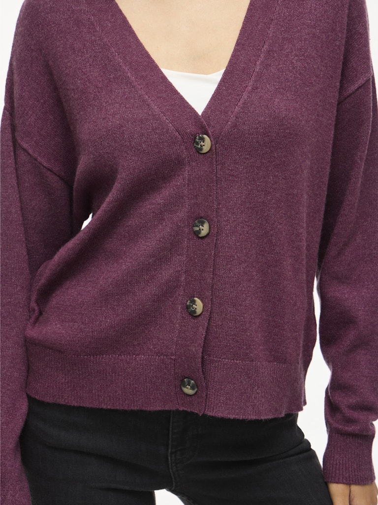 VIRil V-Neck Knit Cardiagan Fig Dark Melange