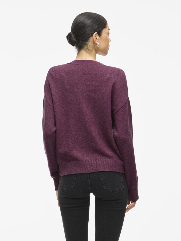 VIRil V-Neck Knit Cardiagan Fig Dark Melange