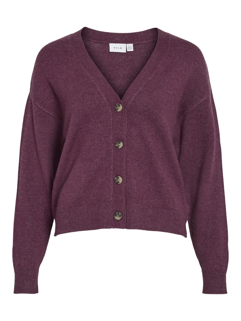 VIRil V-Neck Knit Cardiagan Fig Dark Melange