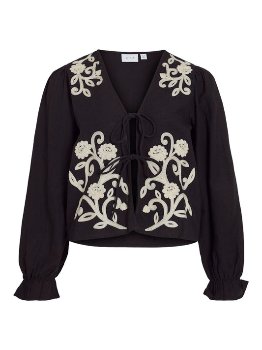 VIPolene V-Neck L/S Top Black Beauty