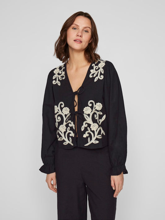 VIPolene V-Neck L/S Top Black Beauty
