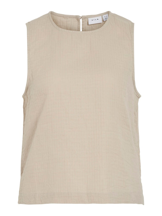 VILania O-Neck Short Top Feather Gray