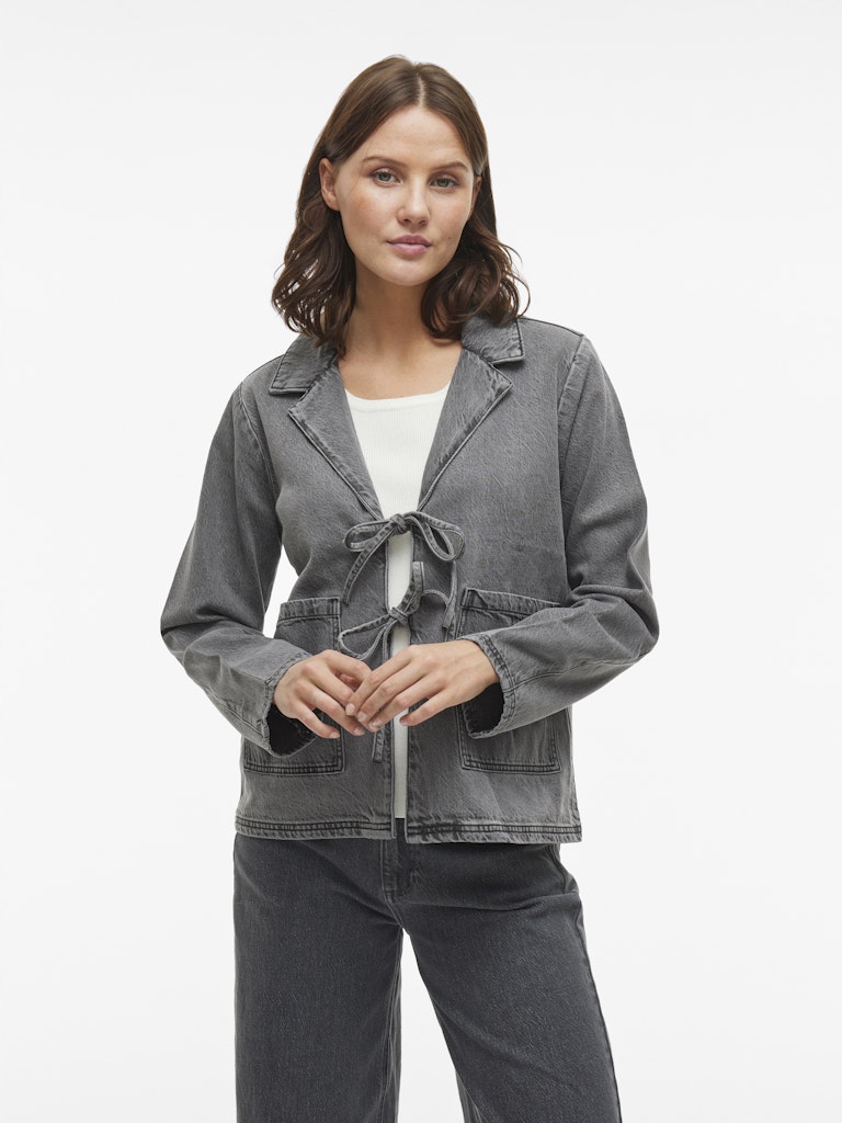 VIKiki L/S Tie Denim Jacket Dark Grey Denim
