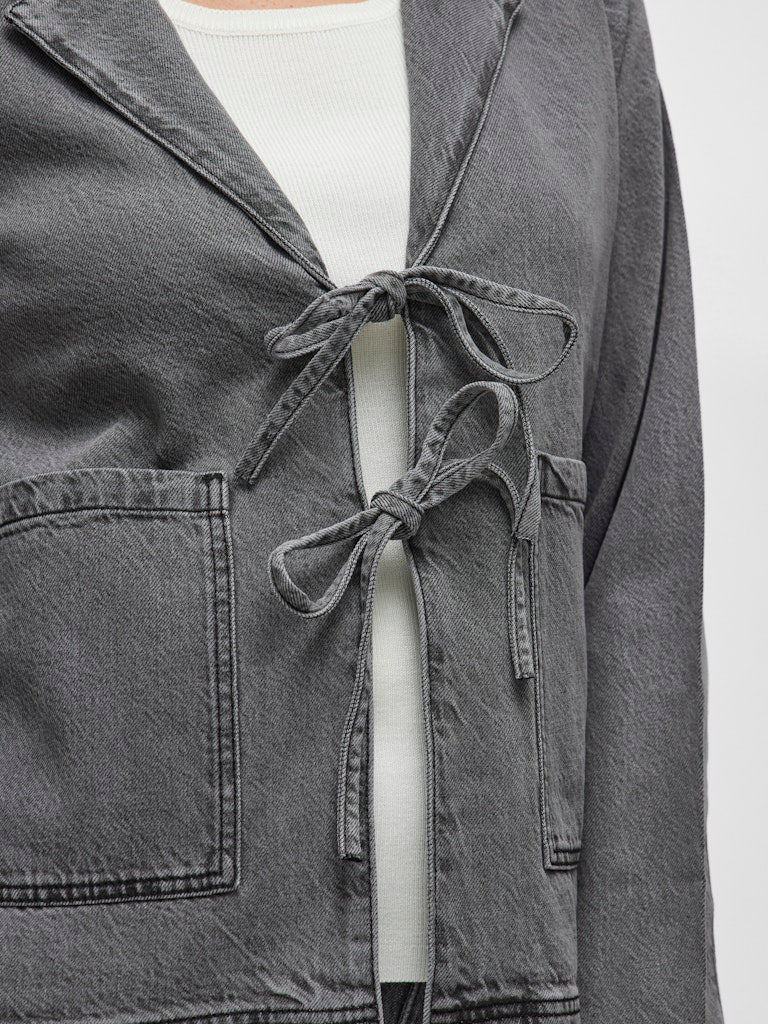 VIKiki L/S Tie Denim Jacket Dark Grey Denim