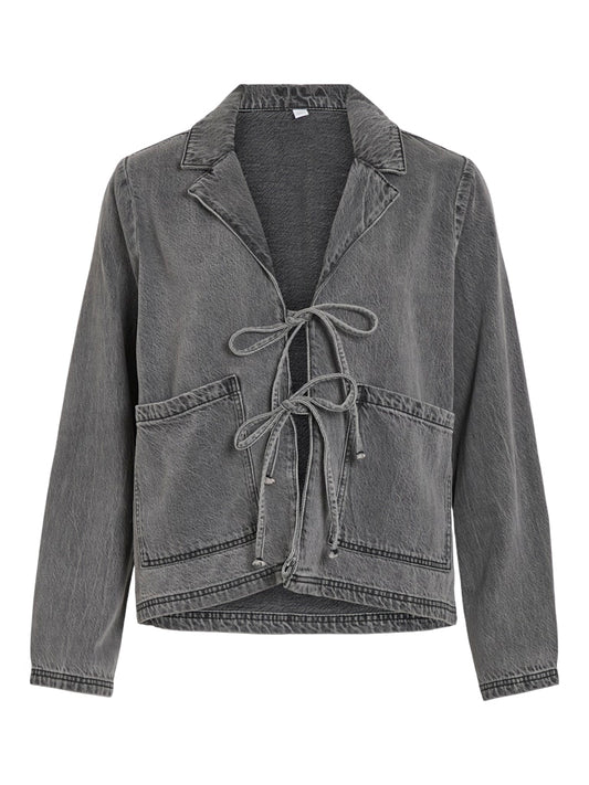 VIKiki L/S Tie Denim Jacket Dark Grey Denim
