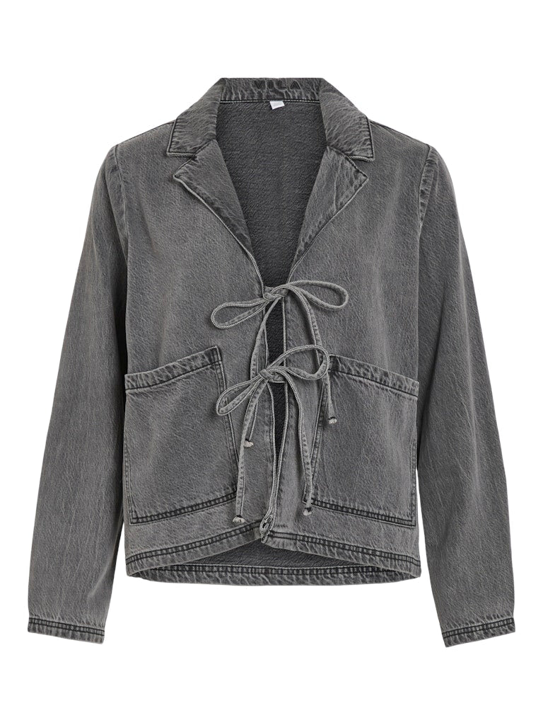 VIKiki L/S Tie Denim Jacket Dark Grey Denim