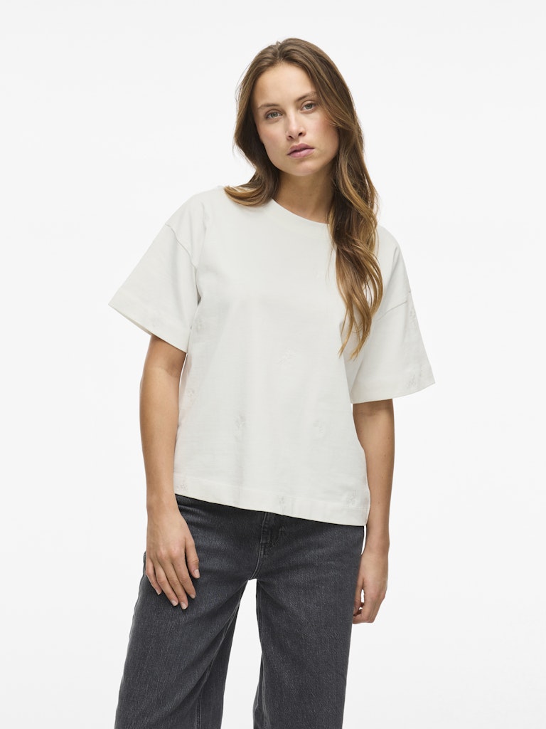 VIMonie Flower S/S O-Neck Snow White