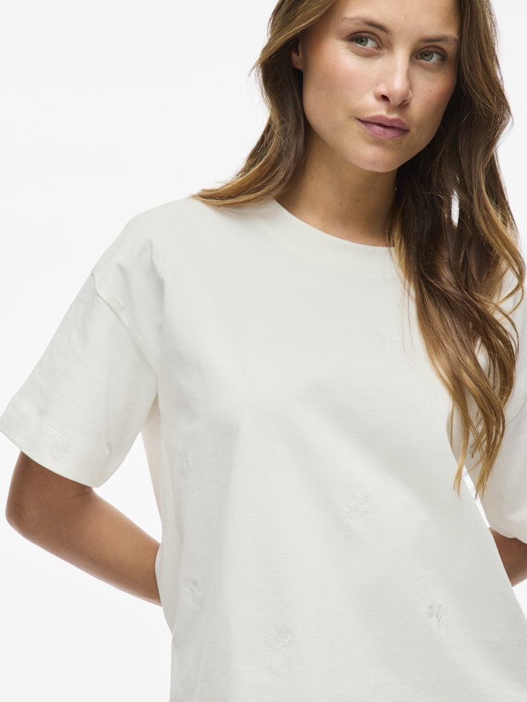 VIMonie Flower S/S O-Neck Snow White