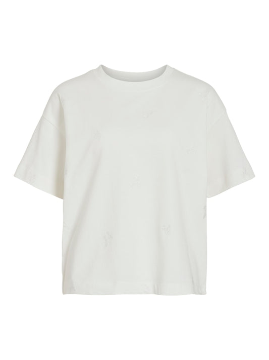 VIMonie Flower S/S O-Neck Snow White