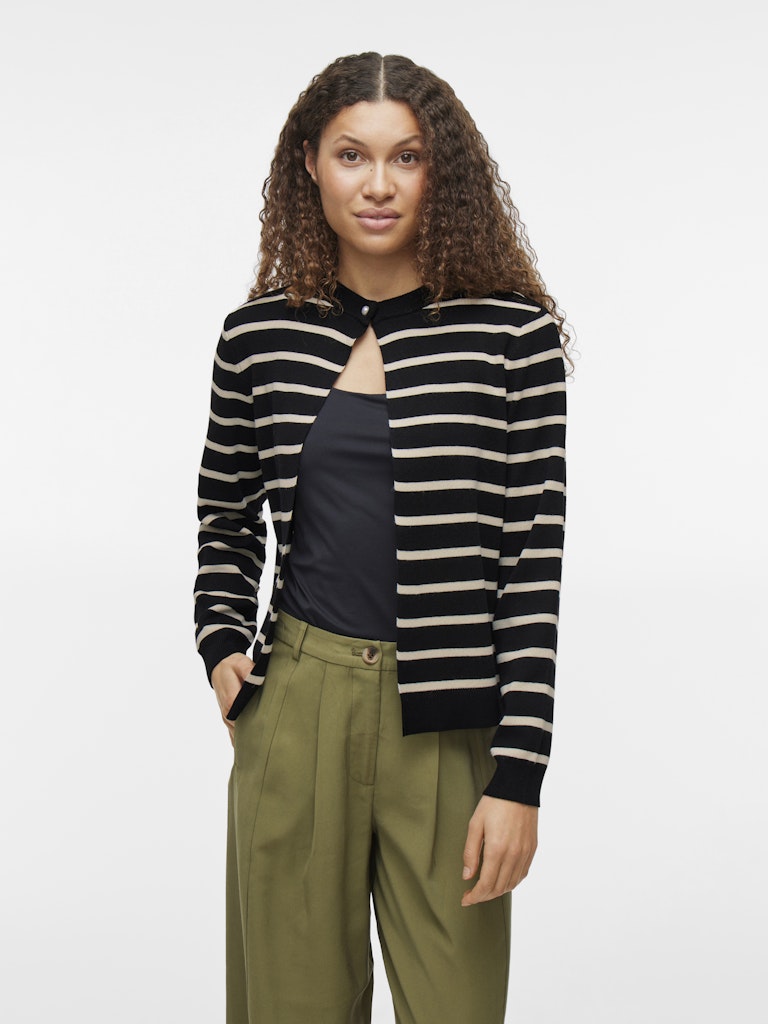 VISebahat L/S Knit Cardigan Black Stripes