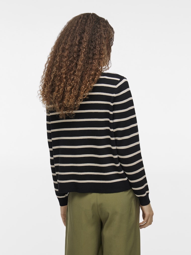 VISebahat L/S Knit Cardigan Black Stripes