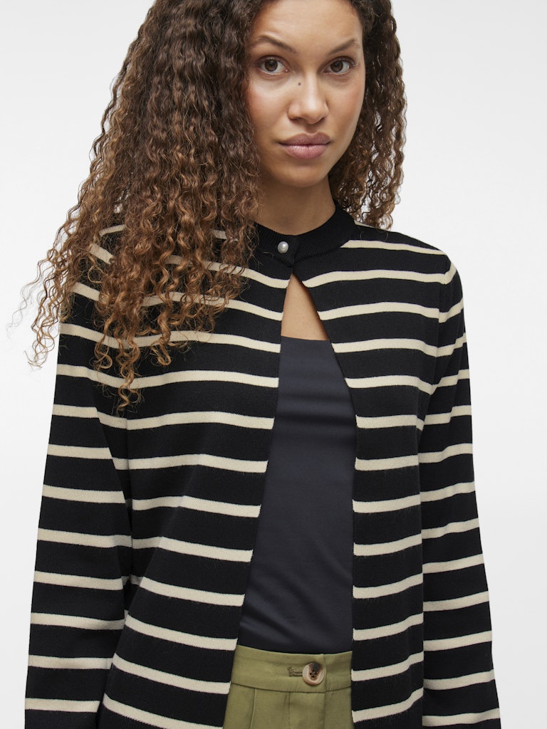 VISebahat L/S Knit Cardigan Black Stripes