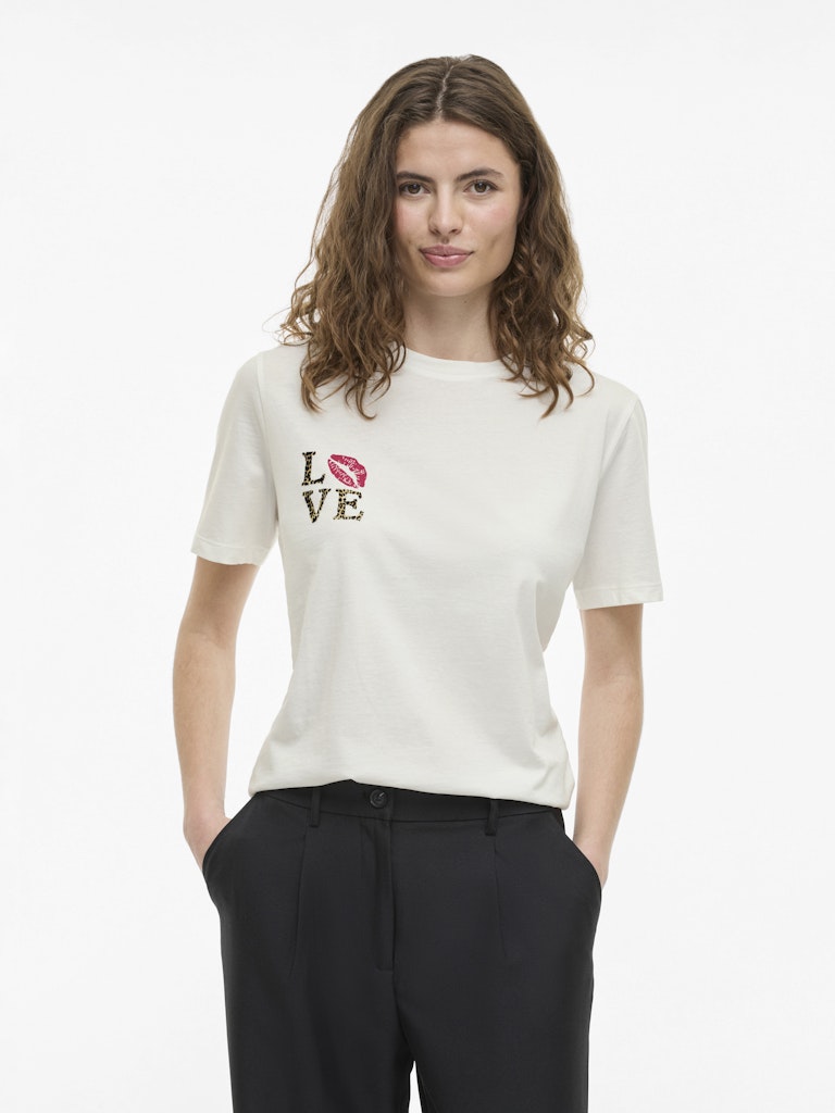 VISybil Leo Kiss S/S T-Shirt Cloud Dancer Love